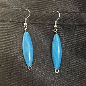 Elegant Blue Marble Glass Earrings